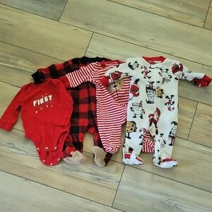 Carter's Red and White Holiday One Pieces